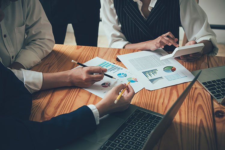 Asesoría Elena Grijalbo es tu empresa especializada en asesoramiento fiscal y contable en Alcora. Grupo de asesores de negocios que muestra el plan de inversión a los clientes.